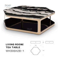 Elegant Light Luxury Black and White Panda Marble Coffee Table for Modern Living Rooms