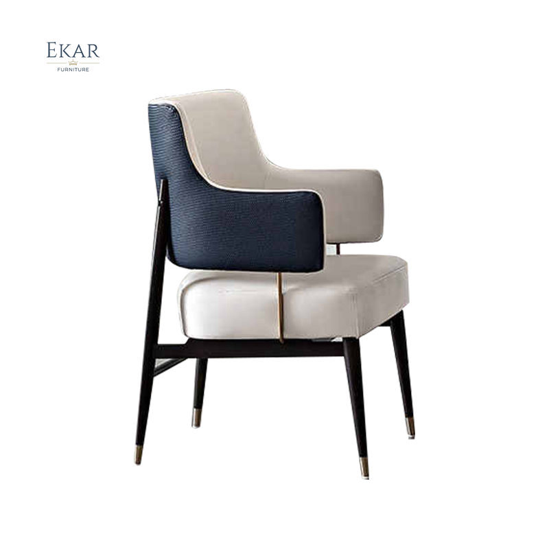 EKAR FURNITURE Luxury Leather and Iron Chair - Unique Light Luxury Design