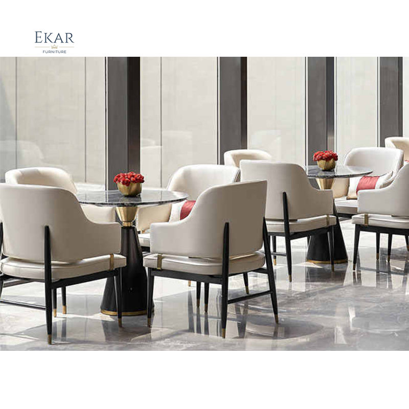 EKAR FURNITURE Luxury Leather and Iron Chair - Unique Light Luxury Design