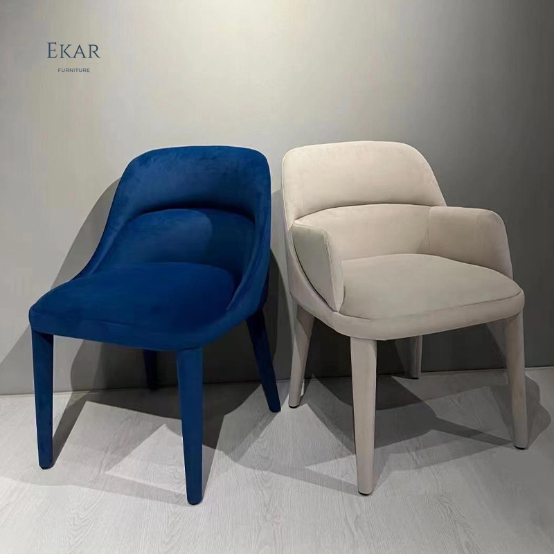 EKAR FURNITURE Luxury Leather and Wood Chair - Unique Light Luxury Design