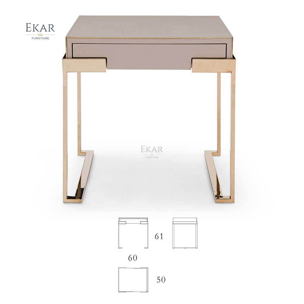 Stainless Steel Square Bedside Table for Modern Bedrooms