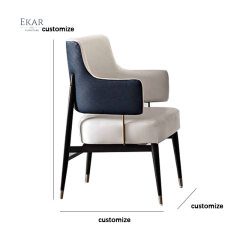 EKAR FURNITURE Luxury Leather and Iron Chair - Unique Light Luxury Design