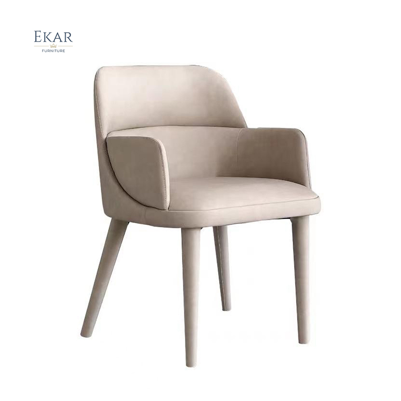 EKAR FURNITURE Luxury Leather and Wood Chair - Unique Light Luxury Design