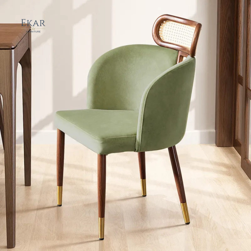 EKAR FURNITURE Luxury Leather and Wood Chair - Unique Light Luxury Design
