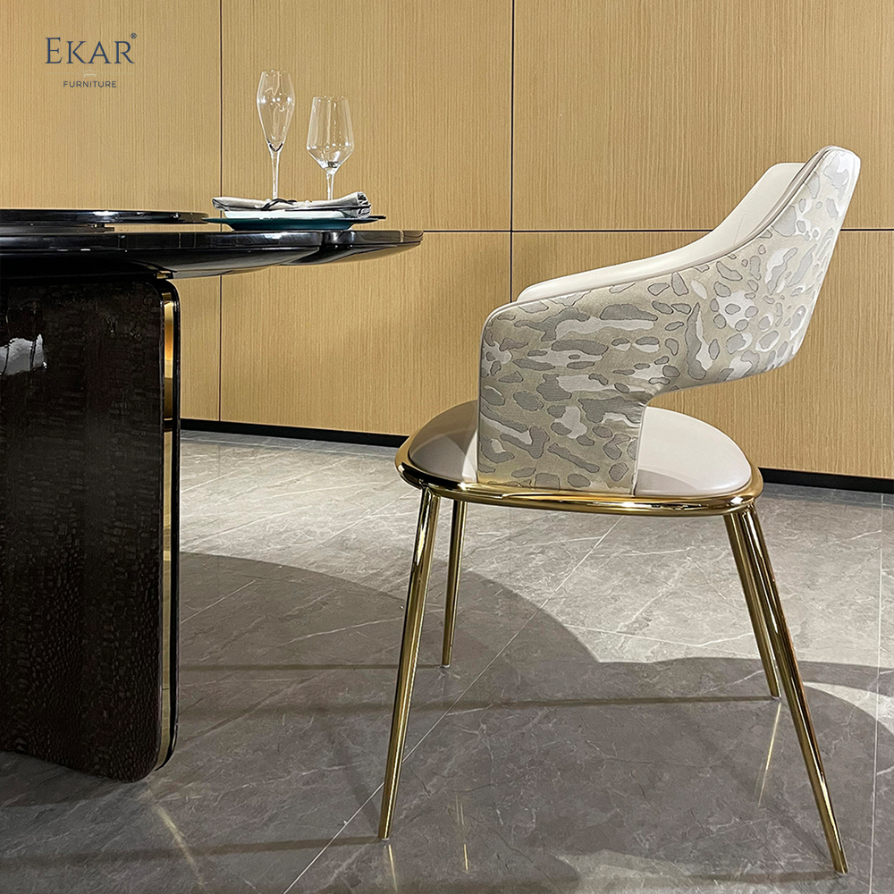 Metal Frame Dining Chairs with Gold Mirror Finish