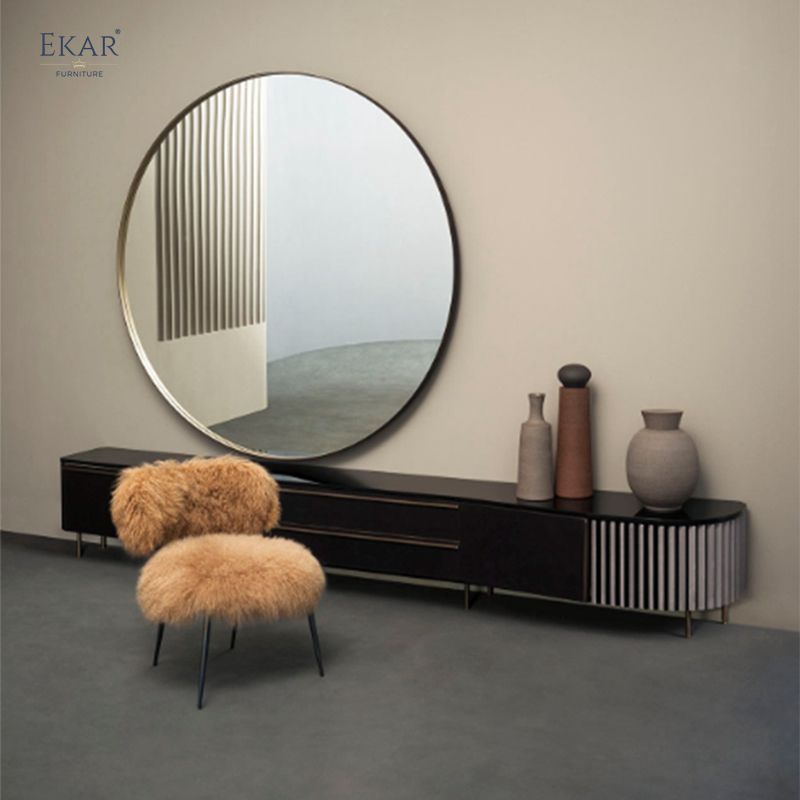 EKAR FURNITURE Luxury Leather, Wood, and Wool Chair - Unique Light Luxury Design