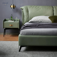 EKAR FURNITURE Luxury Leather and Iron Bed - Unique Light Luxury Design