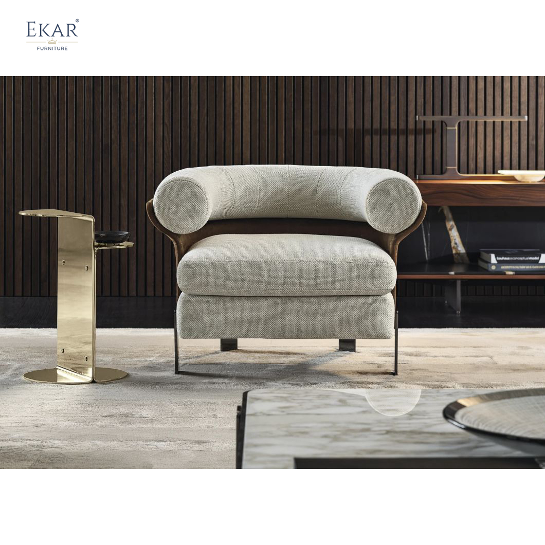 EKAR FURNITURE Luxury Fabric and Iron Chair - Unique Light Luxury Design