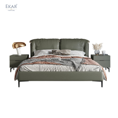 EKAR FURNITURE Luxury Leather and Iron Bed - Unique Light Luxury Design