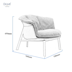 EKAR FURNITURE Luxurious Fabric and Wood Chair - A Distinctive Piece in Light Luxury Style