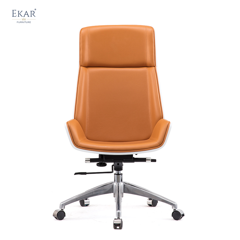 EKAR FURNITURE Leather Office Chair with Metal Base and Border