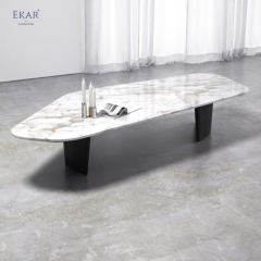 EKAR FURNITURE's Elegant Marble and Wood Coffee Table - The Epitome of Light Luxury Style