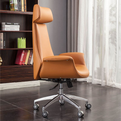 EKAR FURNITURE Leather Executive Chair with Metal Base