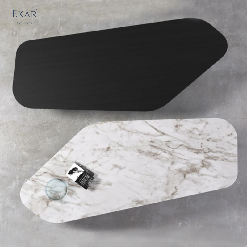 EKAR FURNITURE's Elegant Marble and Wood Coffee Table - The Epitome of Light Luxury Style