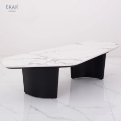 EKAR FURNITURE's Elegant Marble and Wood Coffee Table - The Epitome of Light Luxury Style