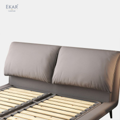 EKAR FURNITURE's Sleek Leather and Iron Bed - Light Luxury at Its Finest