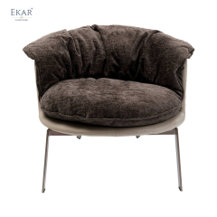 EKAR FURNITURE Luxurious Fabric and Wood Chair - A Distinctive Piece in Light Luxury Style