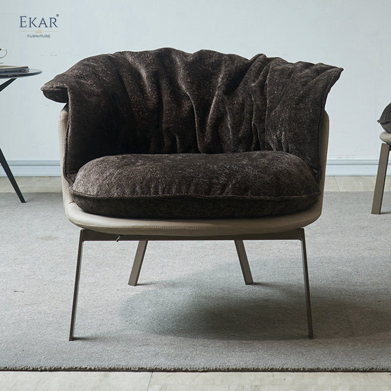 EKAR FURNITURE Luxurious Fabric and Wood Chair - A Distinctive Piece in Light Luxury Style