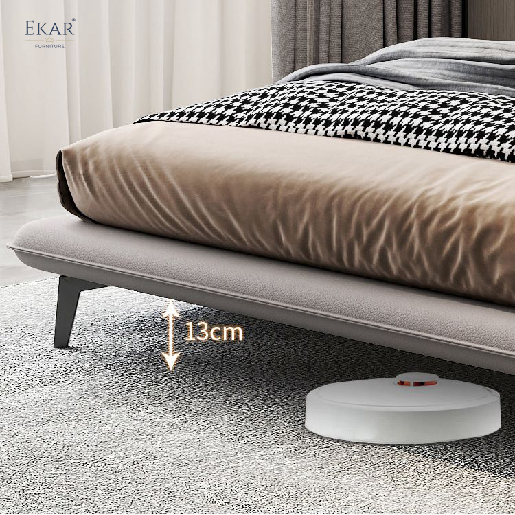 EKAR FURNITURE's Sleek Leather and Iron Bed - Light Luxury at Its Finest