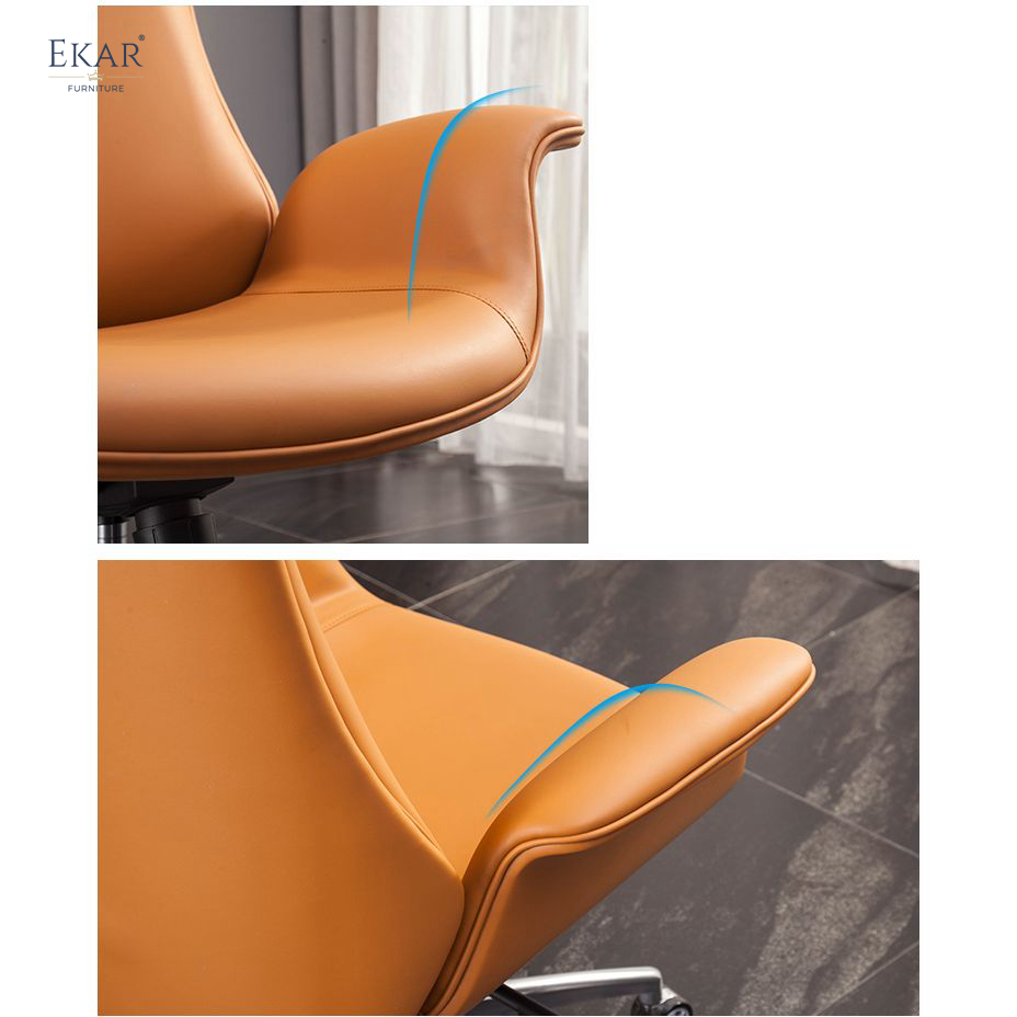 EKAR FURNITURE Leather Executive Chair with Metal Base