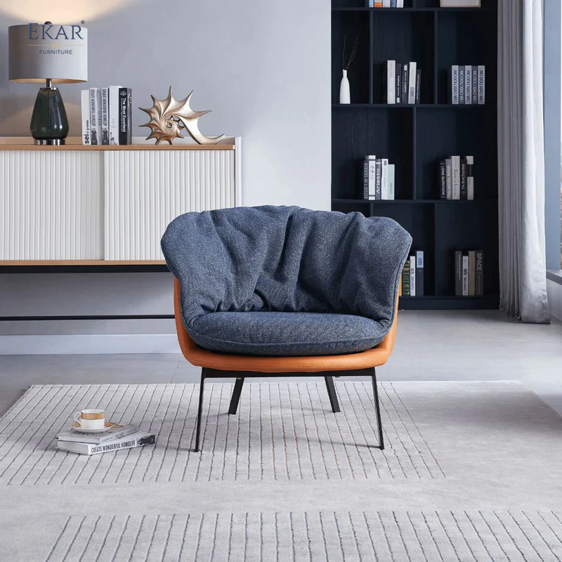 EKAR FURNITURE Luxurious Fabric and Wood Chair - A Distinctive Piece in Light Luxury Style