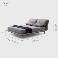 EKAR FURNITURE's Sleek Leather and Iron Bed - Light Luxury at Its Finest