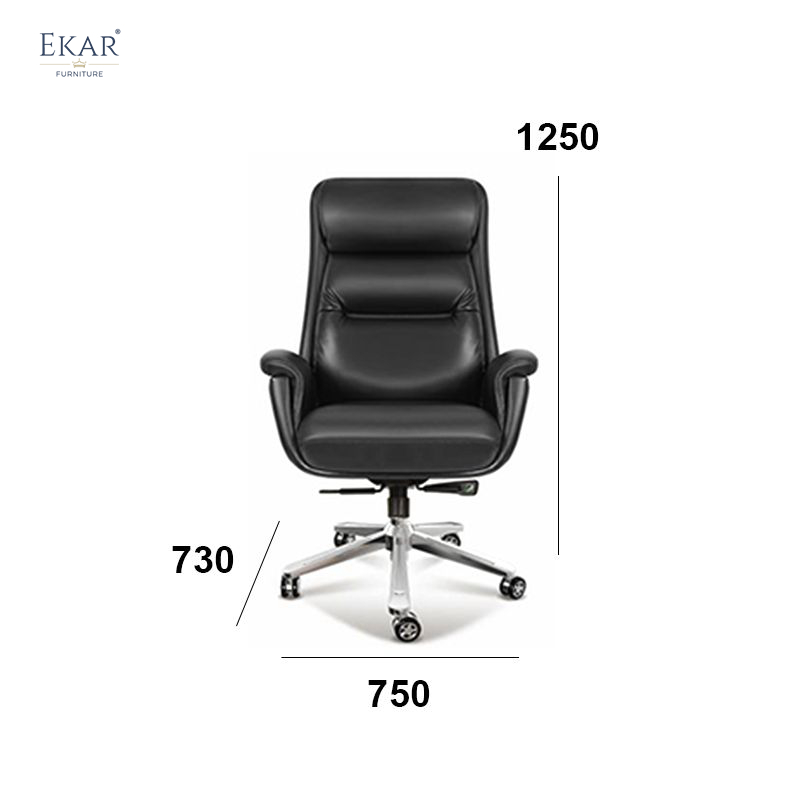 EKAR FURNITURE Leather Office Chair with Metal Base