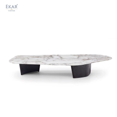 EKAR FURNITURE's Elegant Marble and Wood Coffee Table - The Epitome of Light Luxury Style