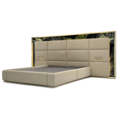 Luxurious and elegant brushed champagne gold widescreen bedroom bed