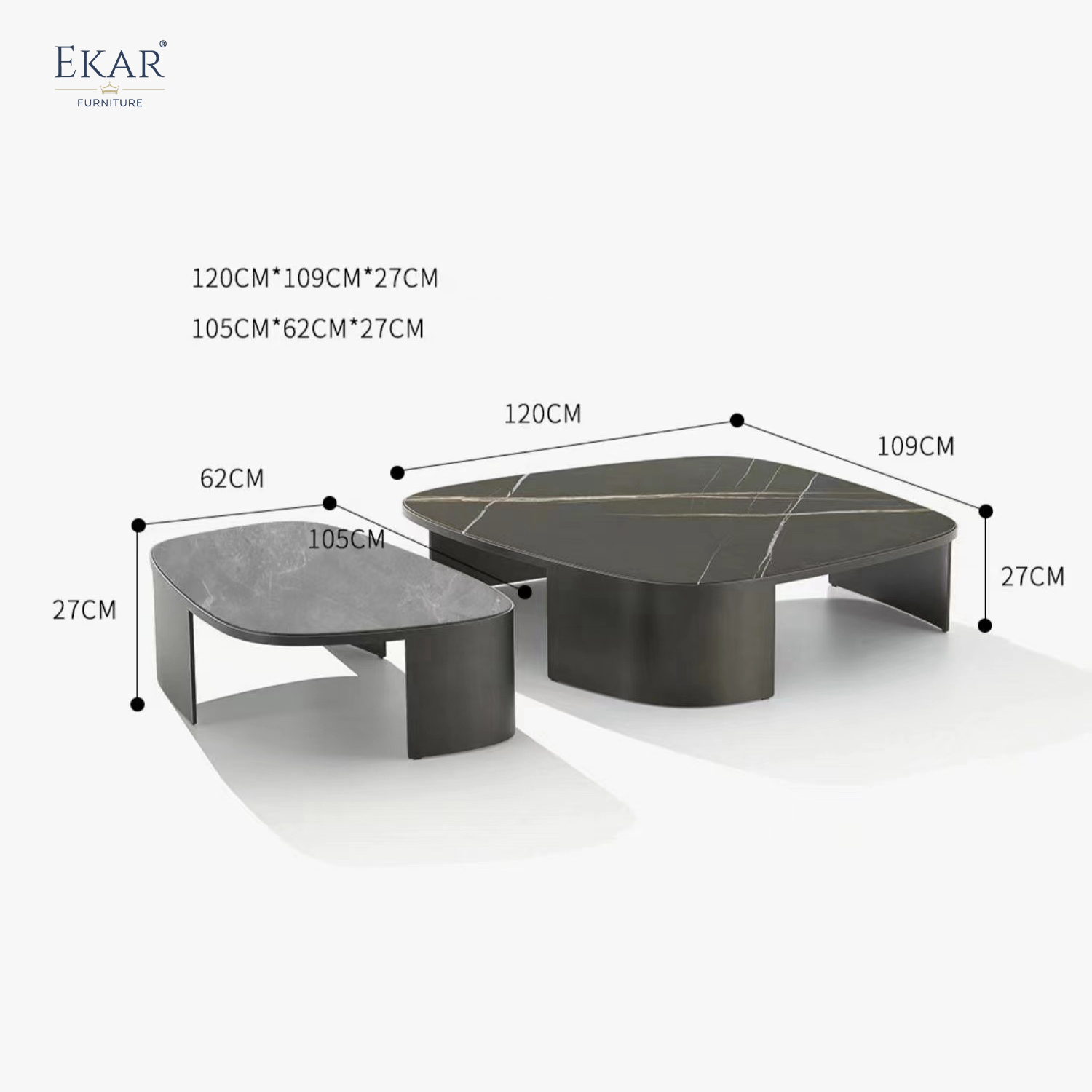 EKAR FURNITURE Natural Marble Coffee Table - Stylish Design, High-Quality Material