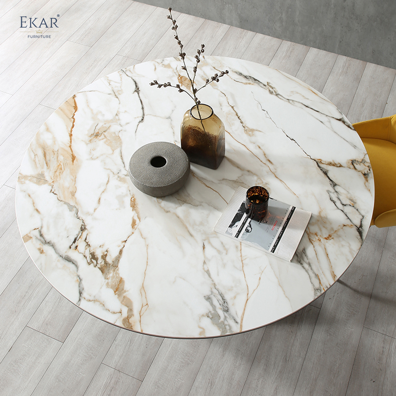 EKAR FURNITURE Natural Marble Dining Table - Stylish Design, High Quality Materials