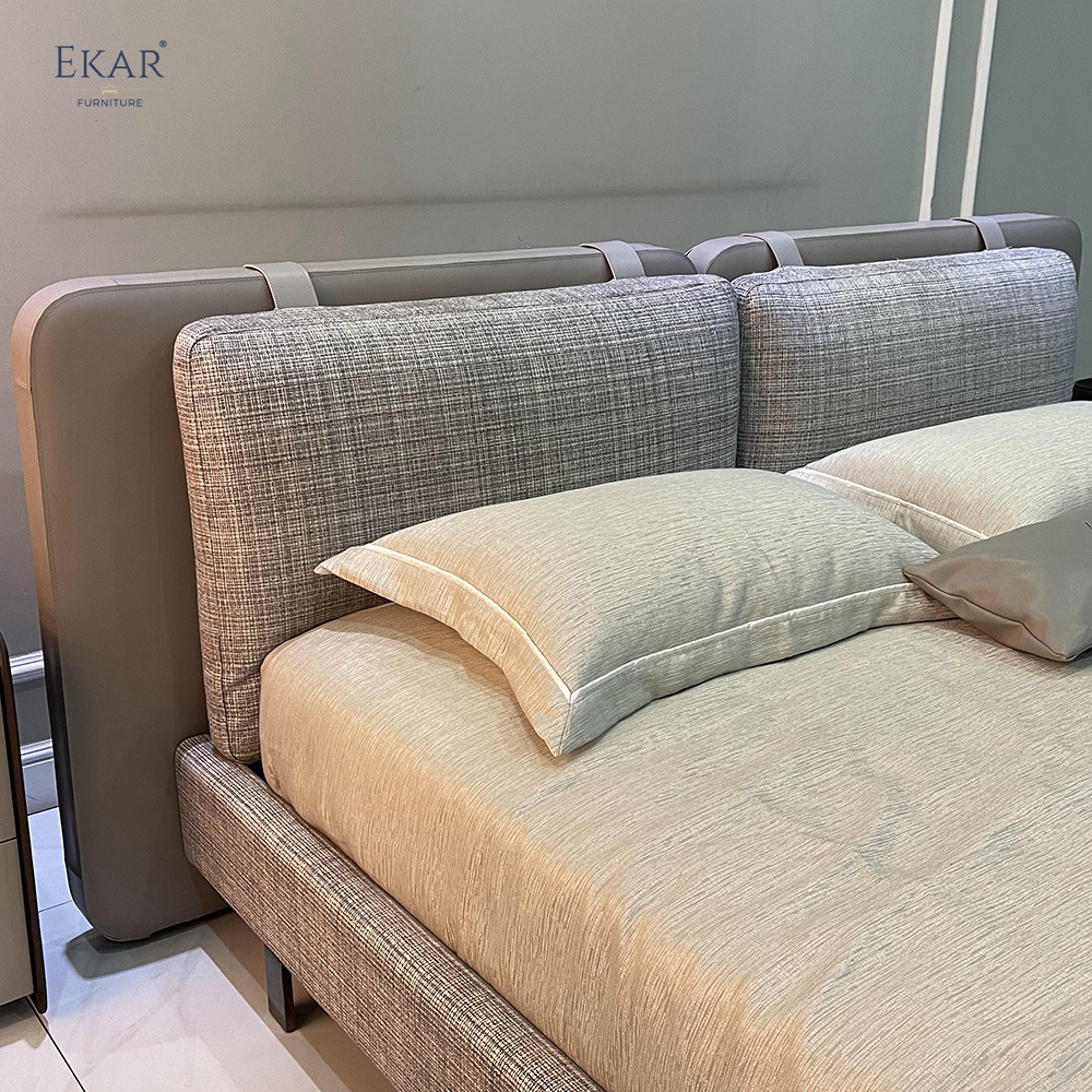 EKAR FURNITURE Luxury Leather Bed - Minimalistic Design, High-Quality Material