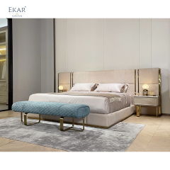 EKAR FURNITURE Light luxury velvet fabric stainless steel metal foot bench