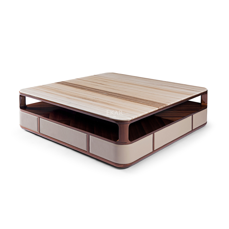 Contemporary marble square living room coffee table