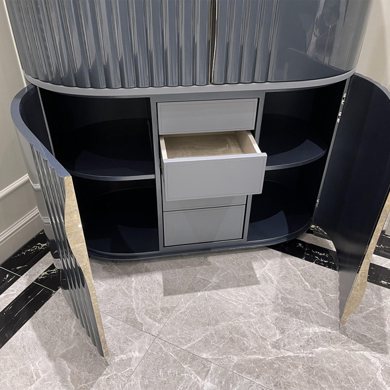 Multi-functional Storage Cabinet with Gold Trim | Ekar Furniture W018D41