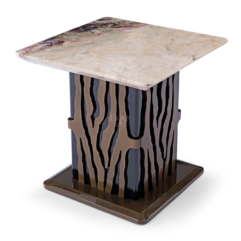 Stylish contemporary striped design corner table
