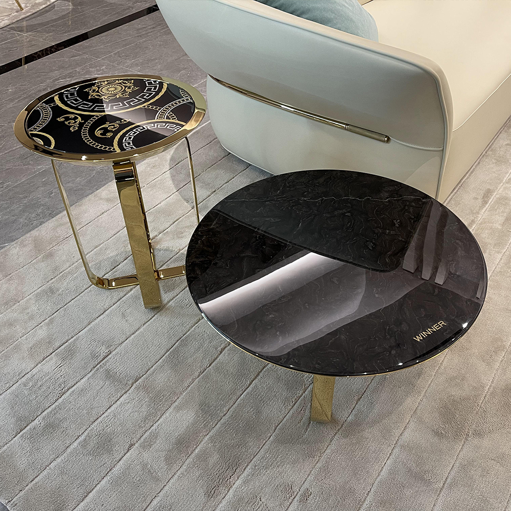 Versace black marble living room corner table