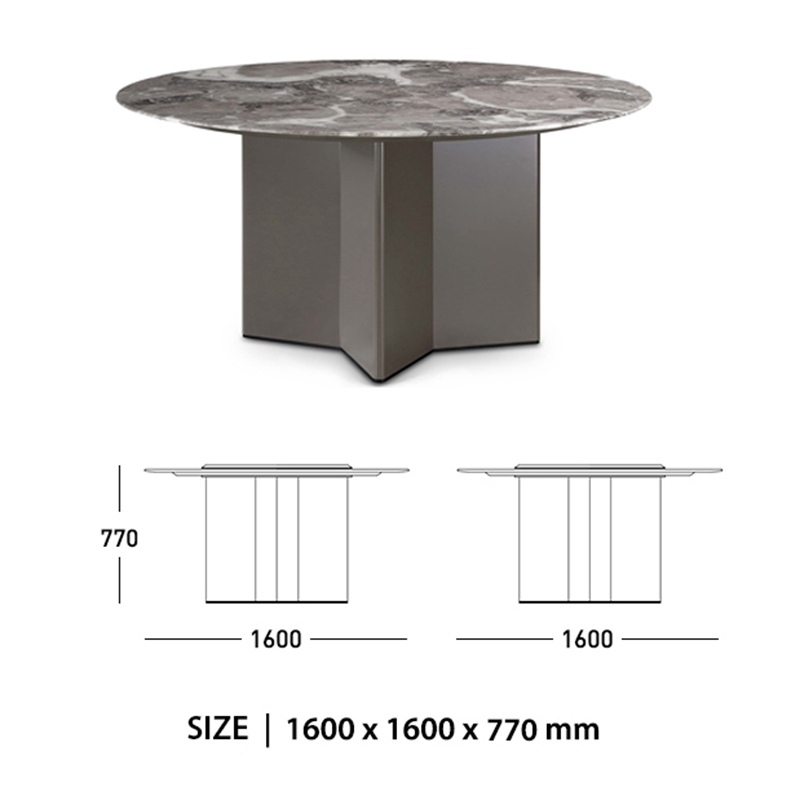 Nordic Luxury Style Modern Minimalist Wooden Base Marble Round Dining Table