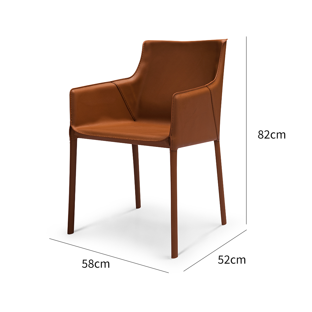 Metal frame hard leather dining chair