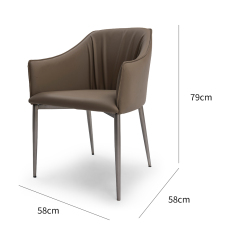 Matel base in nickel brushed dining chair