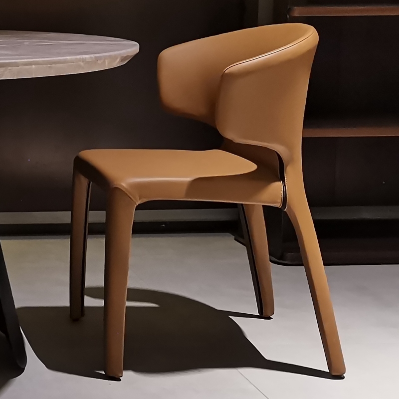 Metal frame cover with leather dining room chair