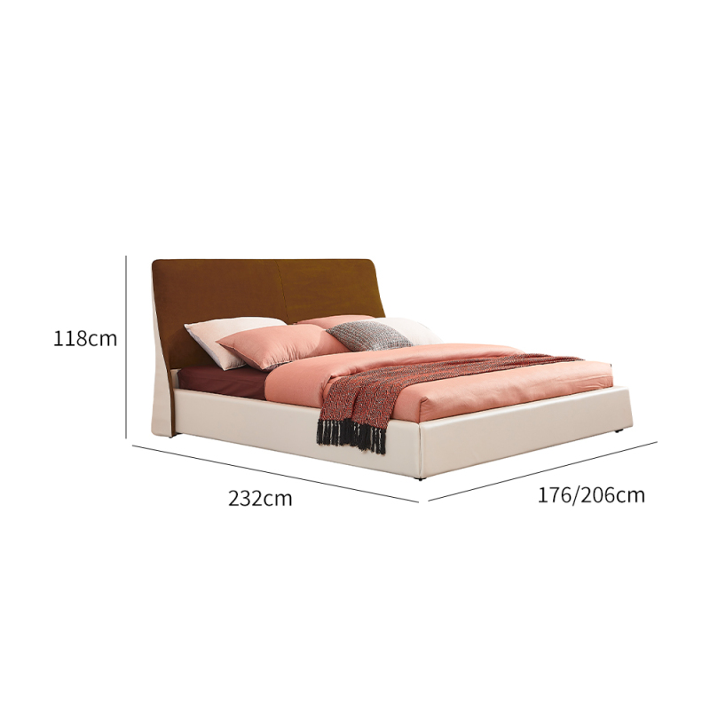 Simple style bed solid wood frame modern design bed