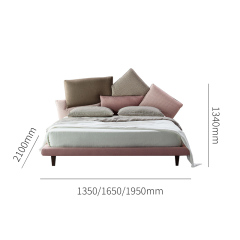 Chic Modern Bed with Fashion-Style Pillow Fabric Upholstery