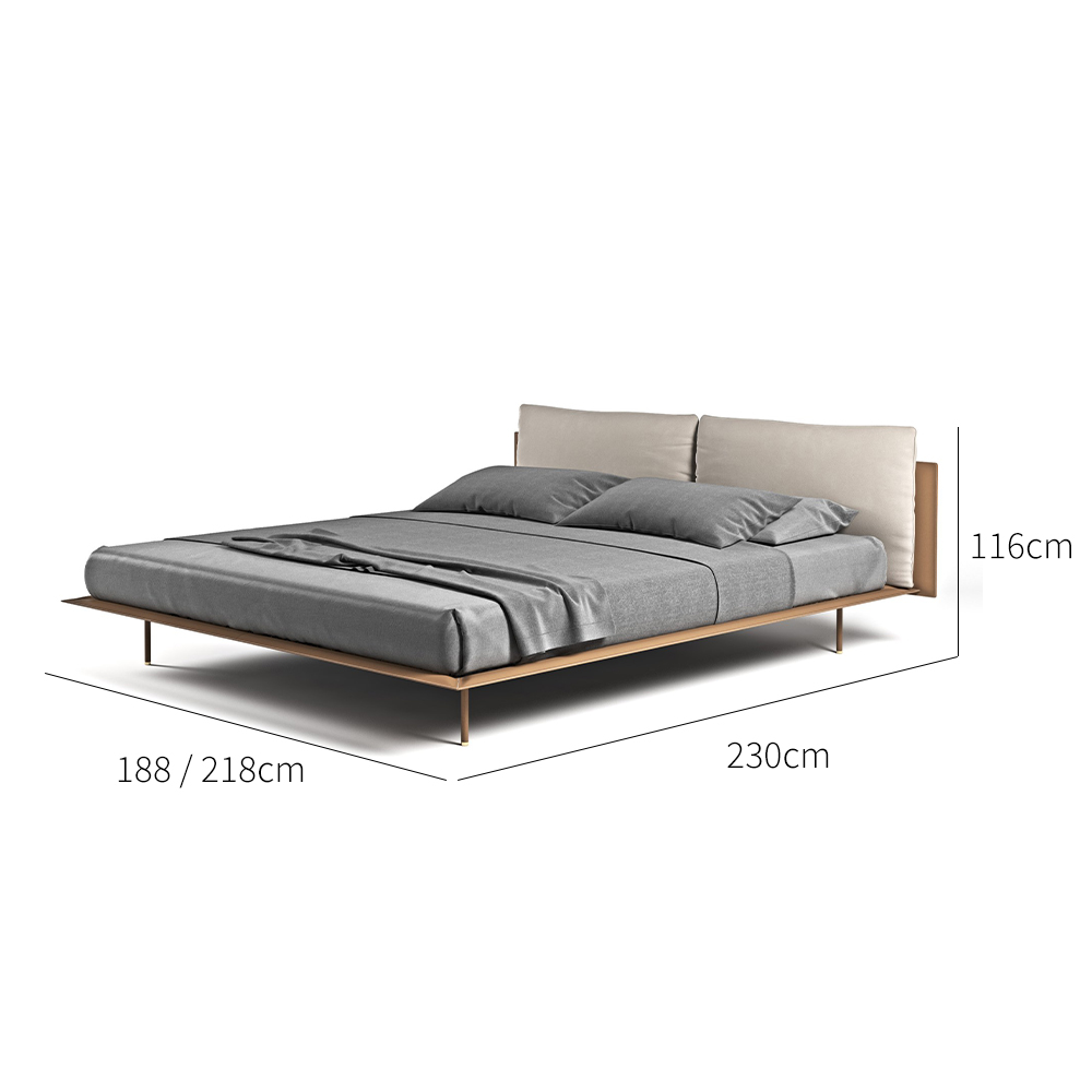King Size Bed with Stainless Steel Base and Solid Wood Accents
