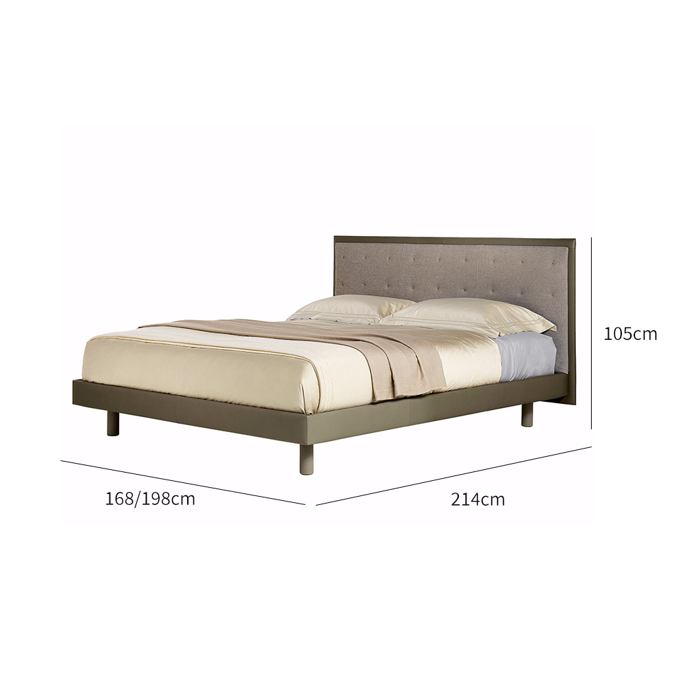 King Size Bed with MDF Base and Wooden Feet