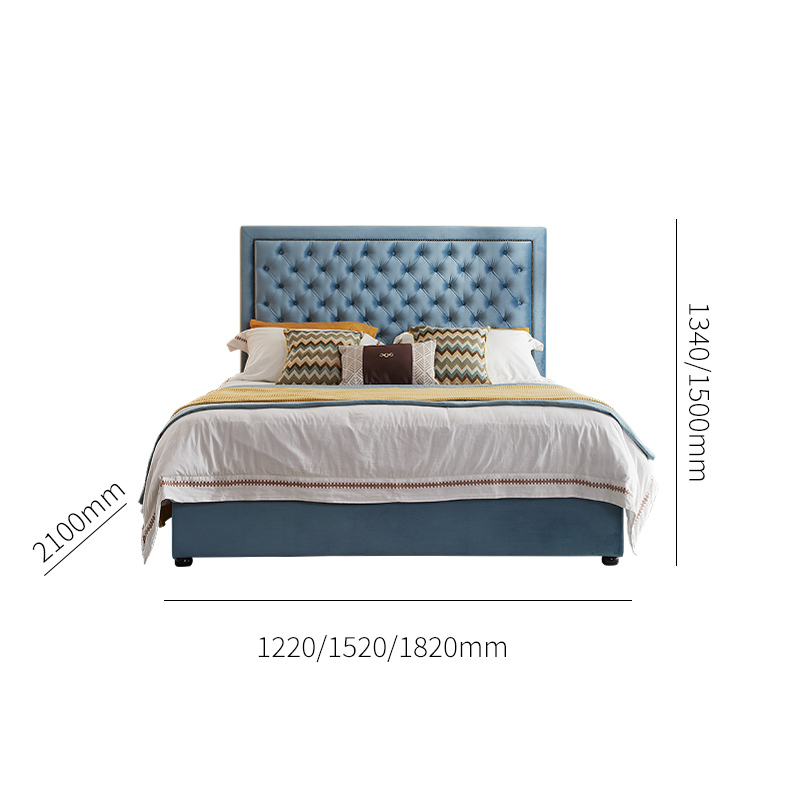 Modern Solid Wood Upholstered Fabric Bed