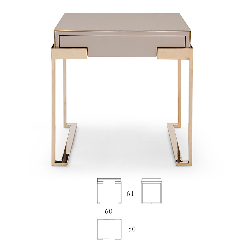 Metal frame bedside cabinet