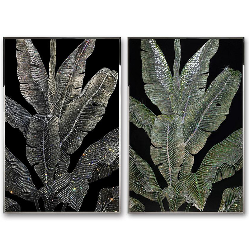 Artistic green-themed wall hangings