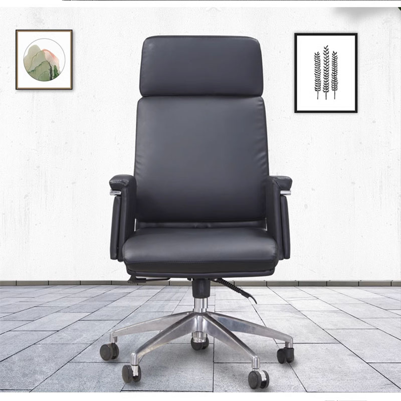 Height-adjustable leather chair