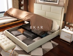 Modern High Backboard Leather Bed